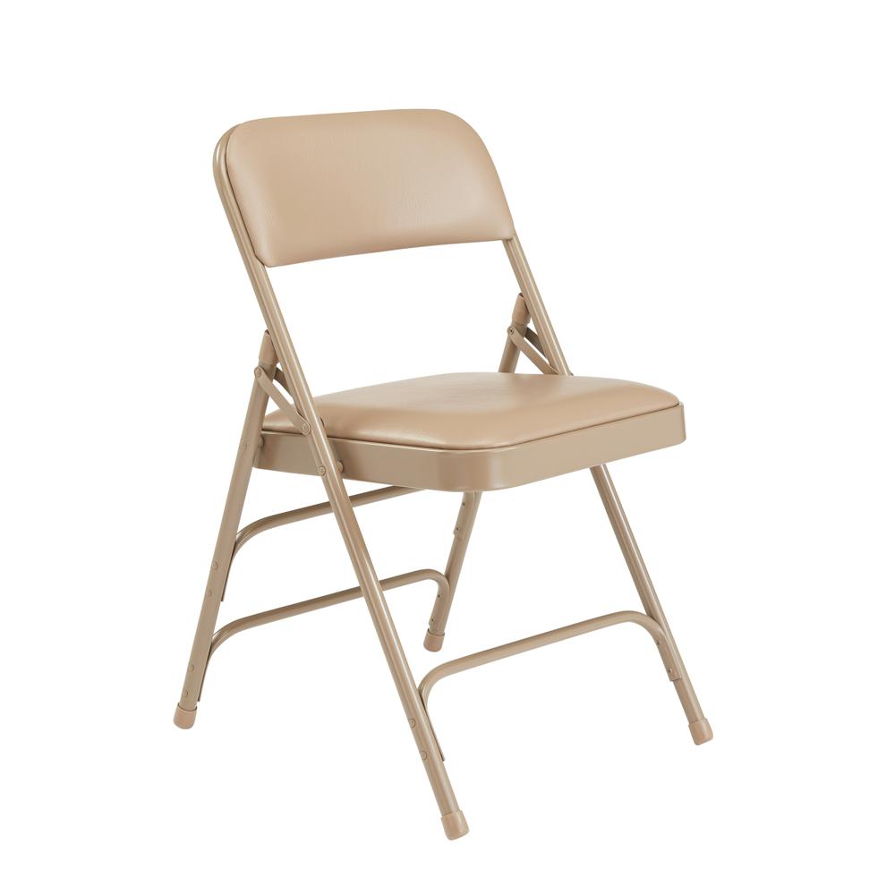 NPS¬Æ 1300 Series Premium Vinyl Upholstered Triple Brace Double Hinge Folding Chair, French Beige (Pack of 4)