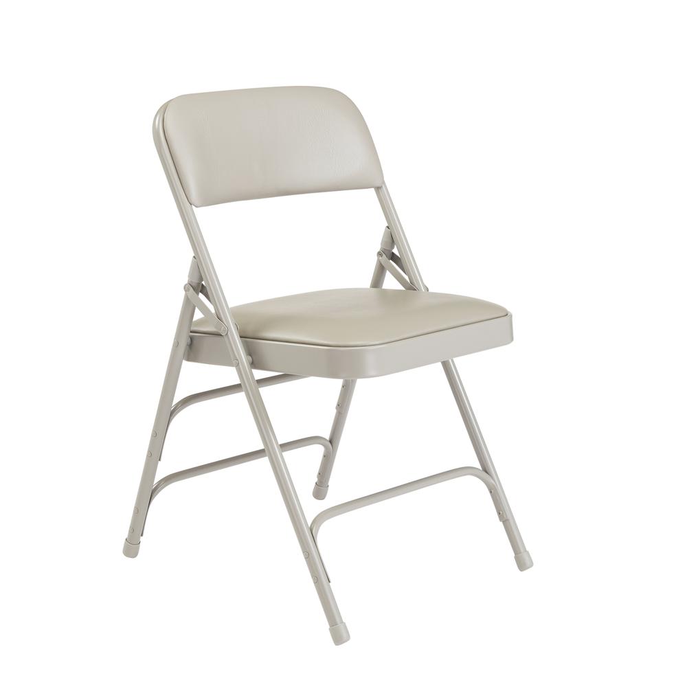 NPS¬Æ 1300 Series Premium Vinyl Upholstered Triple Brace Double Hinge Folding Chair, Warm Grey (Pack of 4)