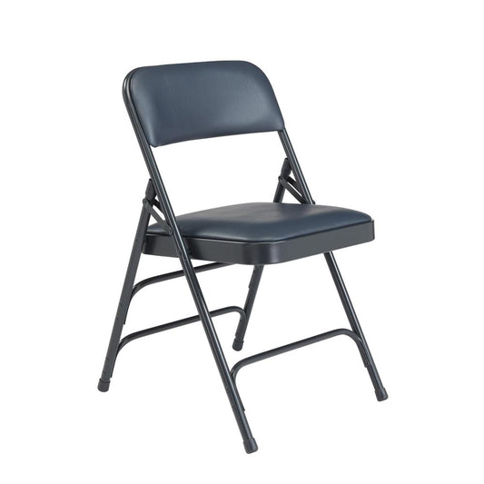 NPS¬Æ 1300 Series Premium Vinyl Upholstered Triple Brace Double Hinge Folding Chair, Dark Midnight Blue (Pack of 4)