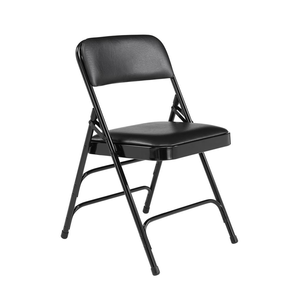 NPS¬Æ 1300 Series Premium Vinyl Upholstered Triple Brace Double Hinge Folding Chair, Black (Pack of 4)