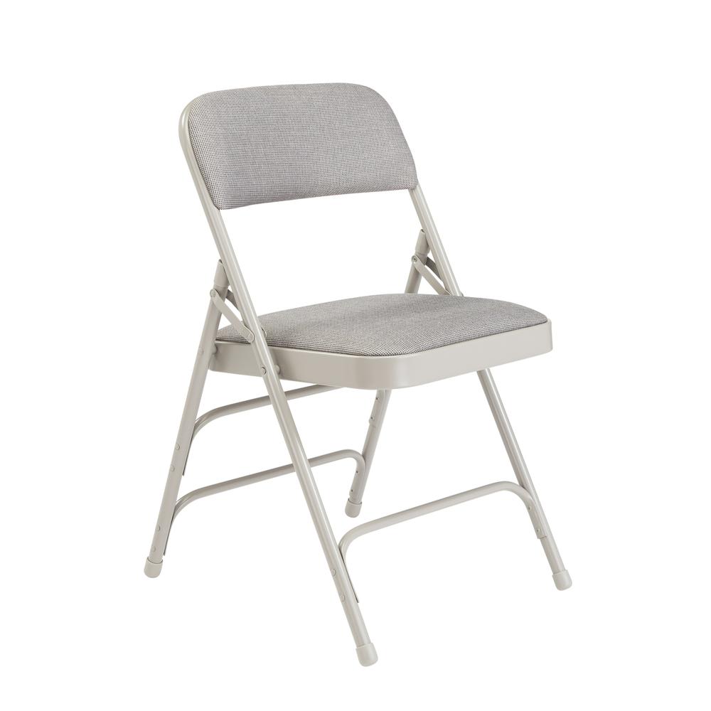 NPS¬Æ 2300 Series Deluxe Fabric Upholstered Triple Brace Double Hinge Premium Folding Chair, Greystone (Pack of 4)