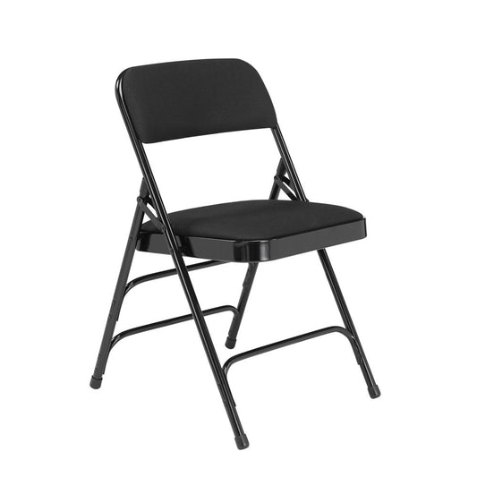 NPS¬Æ 2300 Series Deluxe Fabric Upholstered Triple Brace Double Hinge Premium Folding Chair, Midnight Black (Pack of 4)