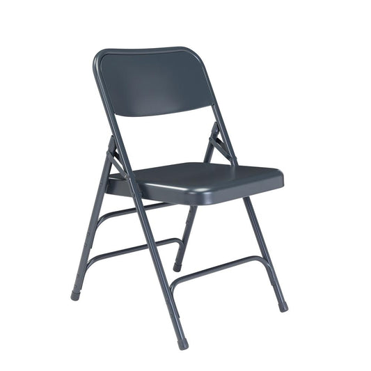 NPS¬Æ 300 Series Deluxe All-Steel Triple Brace Double Hinge Folding Chair, Char-Blue (Pack of 4)