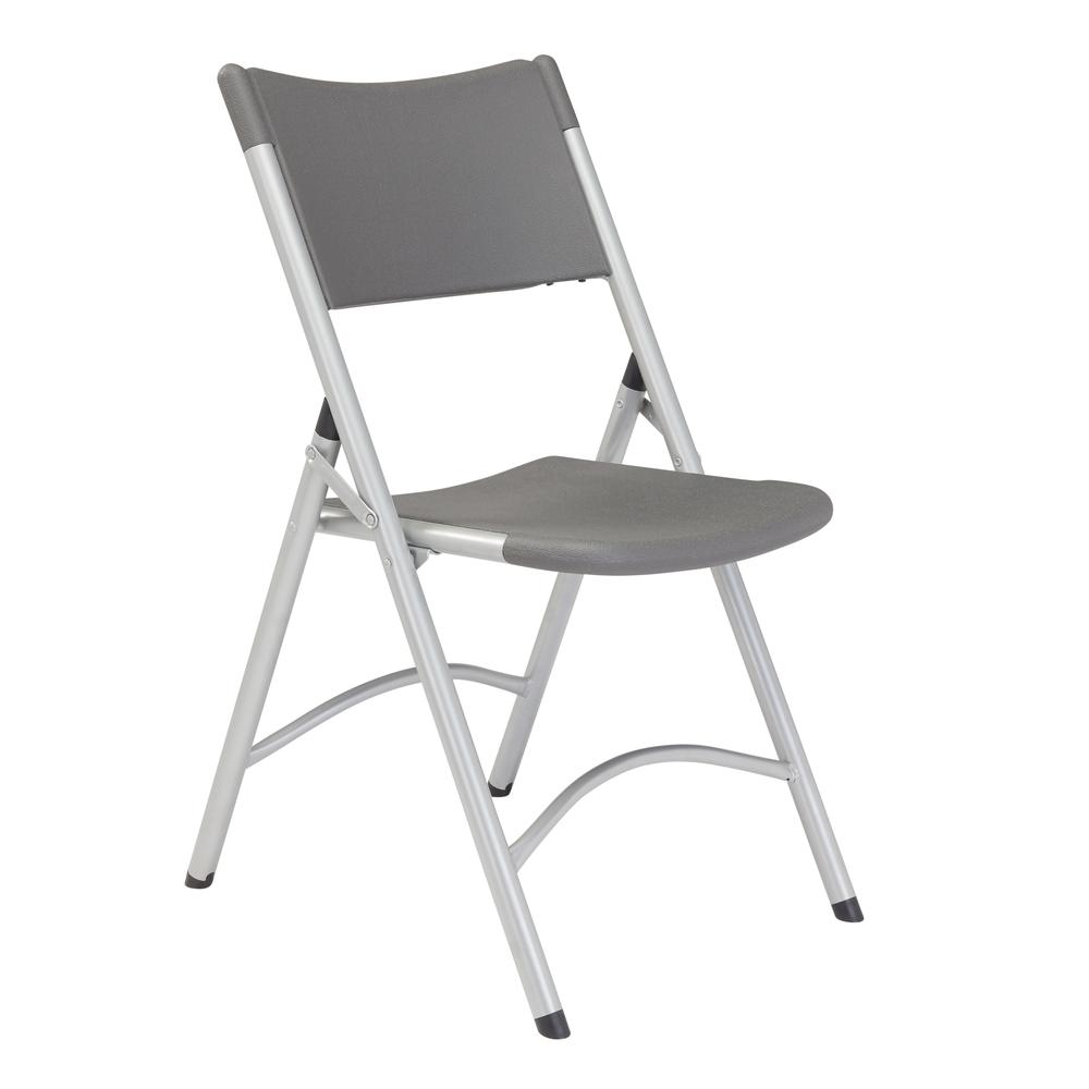 NPS¬Æ 600 Series Heavy Duty Plastic Folding Chair, Charcoal Slate (Pack of 4)