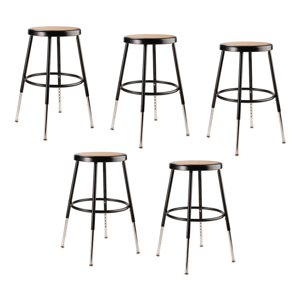 (5 Pack) NPS¬Æ 19"-27" Height Adjustable Heavy Duty Steel Stool, Black