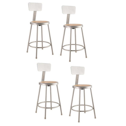 (4 Pack) NPS¬Æ 24"Heavy Duty Steel Stool With Backrest, Grey