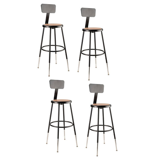 (4 Pack) NPS¬Æ 25"-33" Height Adjustable Heavy Duty Steel Stool With Backrest, Black