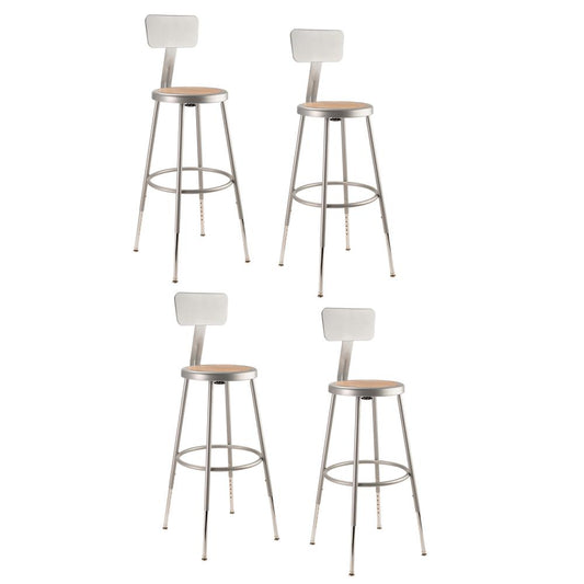 (4 Pack) NPS¬Æ 25"-33" Height Adjustable Heavy Duty Steel Stool With Backrest, Grey