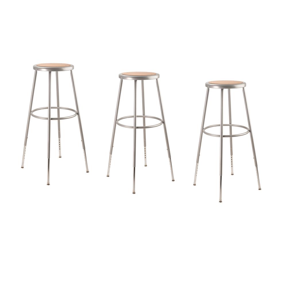 (3 Pack) NPS¬Æ 32"-39" Height Adjustable Heavy Duty Steel Stool, Grey