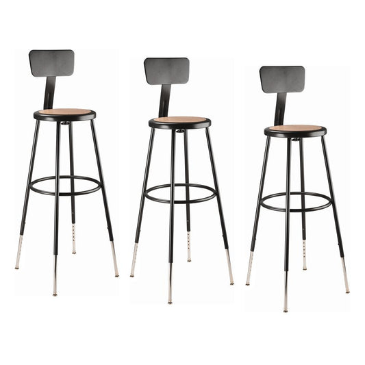 (3 Pack) NPS¬Æ 32 -39" Height Adjustable Heavy Duty Steel Stool With Backrest, Black