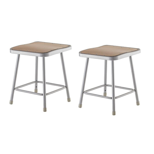 (2 Pack) NPS¬Æ 18" Heavy Duty Square Seat Steel Stool, Grey