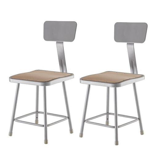 (2 Pack) NPS¬Æ 18" Heavy Duty Square Seat Steel Stool With Backrest, Grey