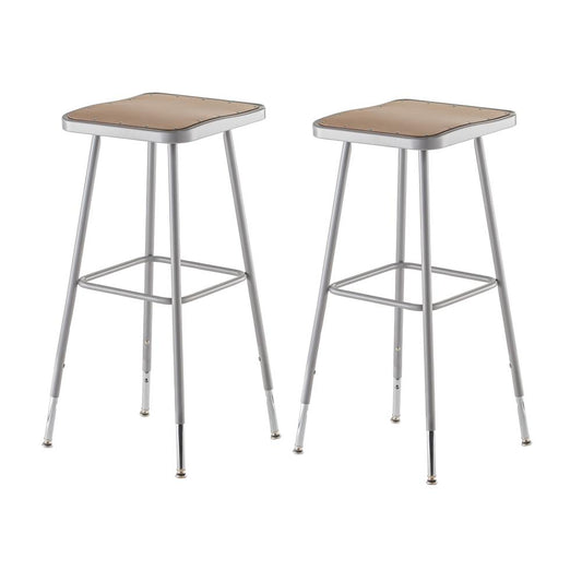 (2 Pack) NPS¬Æ 32"-39" Height Adjustable Heavy Duty Square Seat Steel Stool, Grey