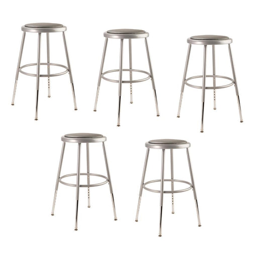 (5 Pack) NPS¬Æ 19"-27" Height Adjustable Heavy Duty Vinyl Padded Steel Stool, Grey