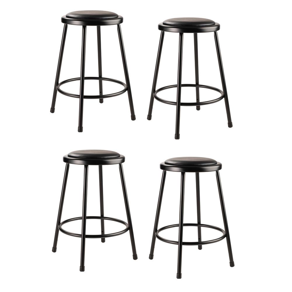 (4 Pack) NPS¬Æ 24" Heavy Duty Vinyl Padded Steel Stool, Black