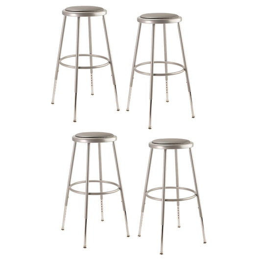 (4 Pack) NPS¬Æ 25"-33" Height Adjustable Heavy Duty Vinyl Padded Steel Stool, Grey