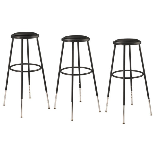 (3 Pack) NPS¬Æ 32 -39" Height Adjustable Heavy Duty Vinyl Padded Steel Stool, Black