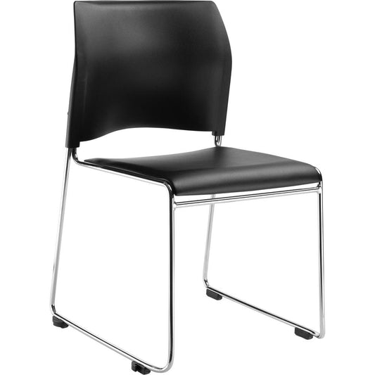 NPS¬Æ Cafetorium Plush Vinyl Stack Chair, Black