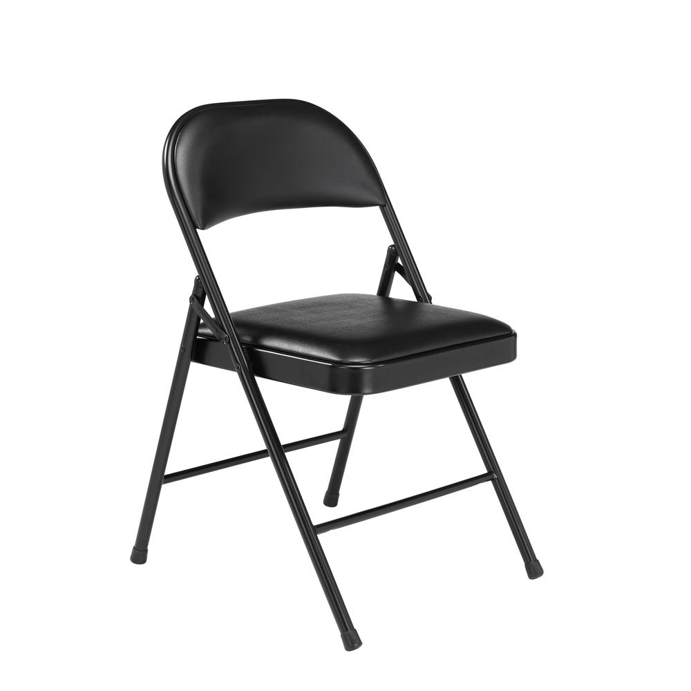 Commercialine¬Æ Vinyl Padded Steel Folding Chair, Black (Pack of 4)