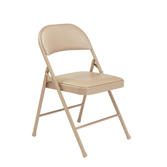 Commercialine¬Æ Vinyl Padded Steel Folding Chair, Beige (Pack of 4)