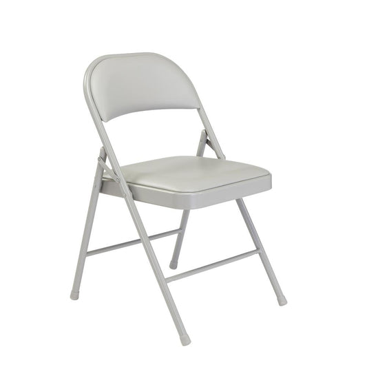 Commercialine¬Æ Vinyl Padded Steel Folding Chair, Grey (Pack of 4)