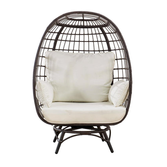 Egg Cuddle Chair Wicker Swivel Lounge Chair, Oversized Indoor Outdoor Egg Chair