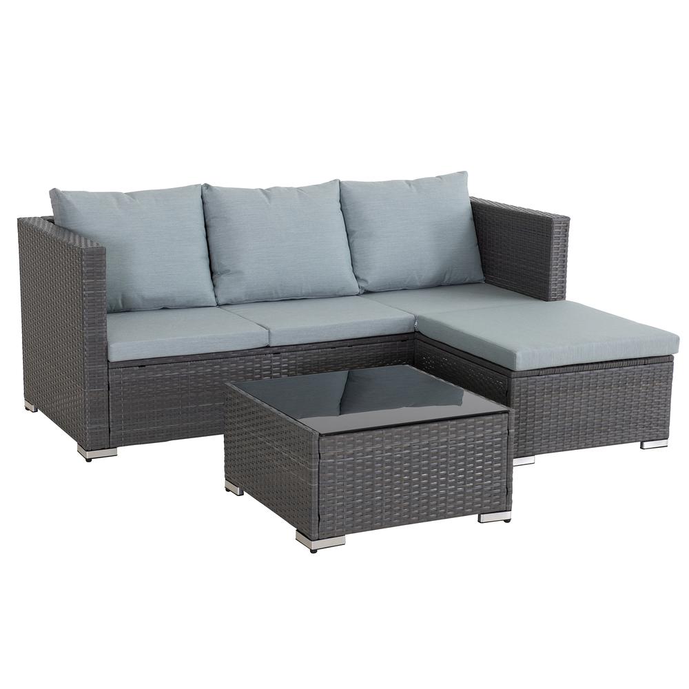 3-Piece Patio Furniture Set, PE Rattan Wicker Sofa Set, Outdoor Seating Set