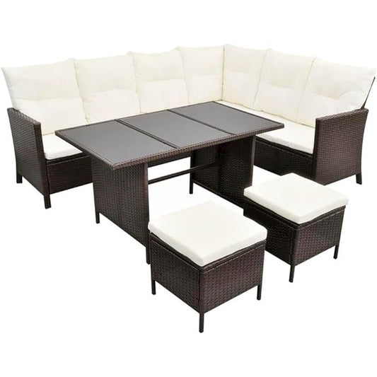 vidaXL 4 Piece Garden Lounge Set with Cushions Poly Rattan Brown, 43095