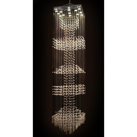 Grand Crystal Column Chandelier