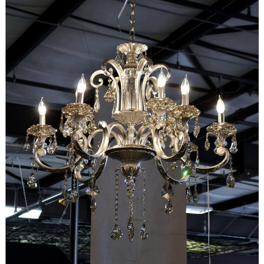 Hollywood Brush 9 light Silver Chandelier