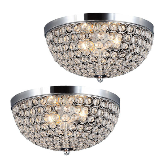 2 Light Crystal Flush Mount 2 Pack, Chrome