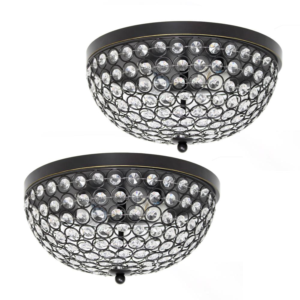 2 Light Crystal Flush Mount 2 Pack, Restoration Bronze