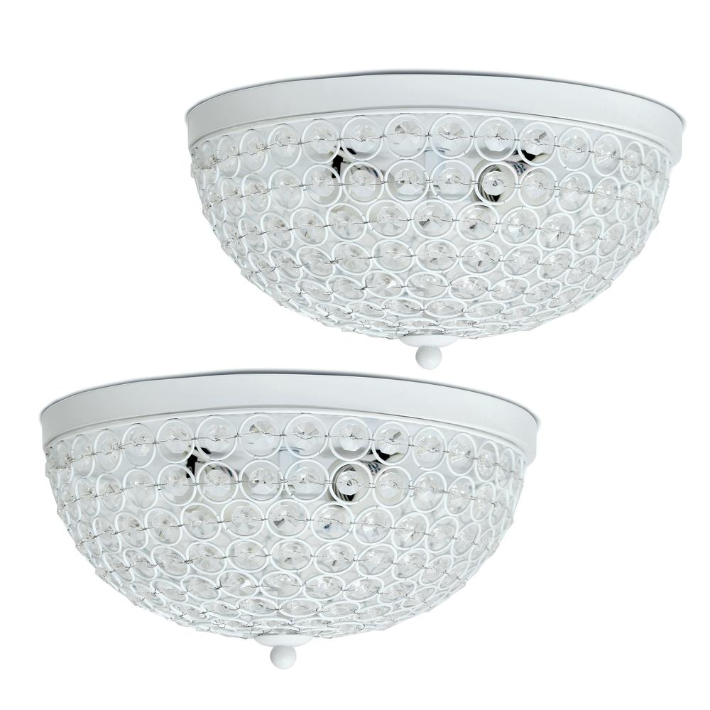 2 Light Crystal FlushMount 2 Pack, White