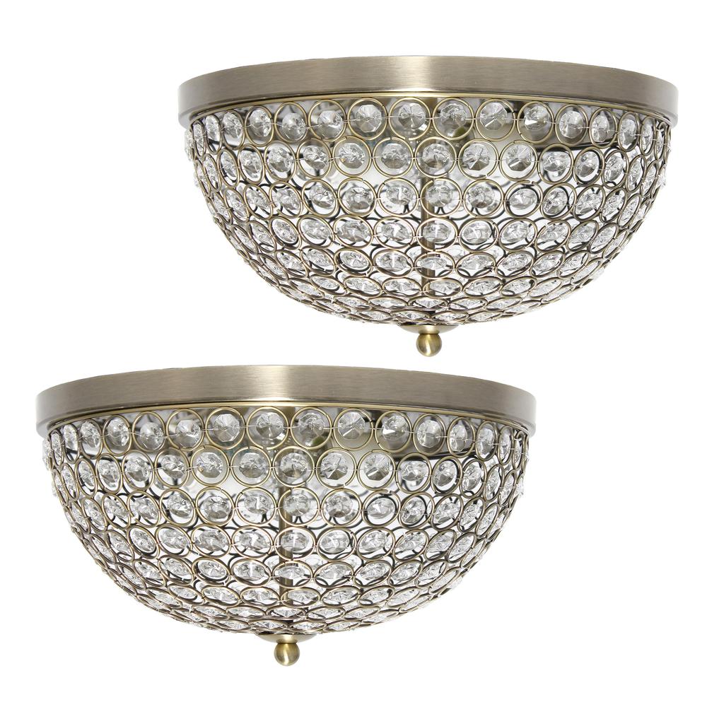 Classix Two Light Dome Shaped Metal Flush Mount Ceiling Fixture Set of 2