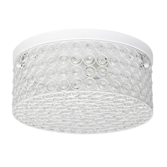 Glam 2 Light 12 Inch Round Flush Mount, White