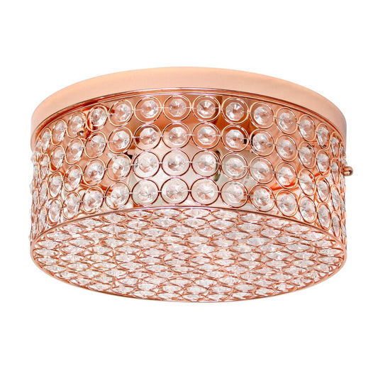 Glam 2 Light 12 Inch Round Flush Mount, Rose Gold