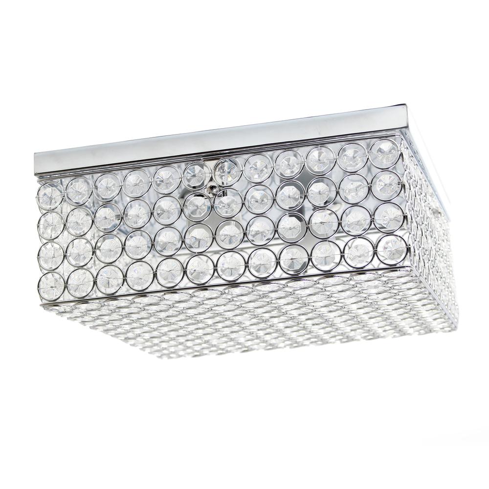 Glam 2 Light 12 Inch Square Flush Mount, Chrome