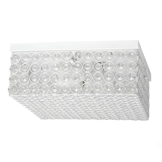 Glam 2 Light 12 Inch Square Flush Mount, White