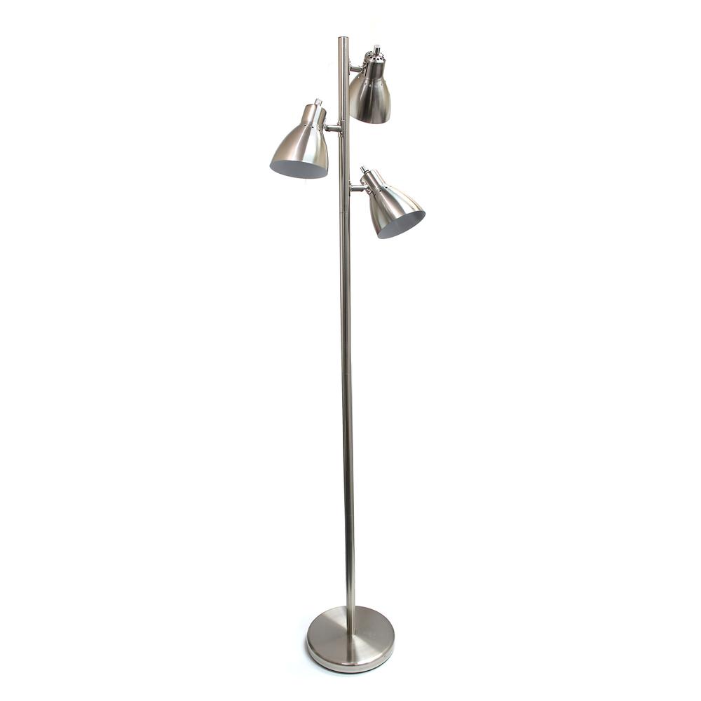 Creekwood Home Essentix 64" Tall Floor Lamp, Brushed Nickel