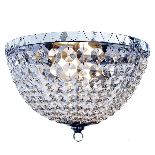 Crystal Drop 2 Light Ceiling Flush Mount, Chrome