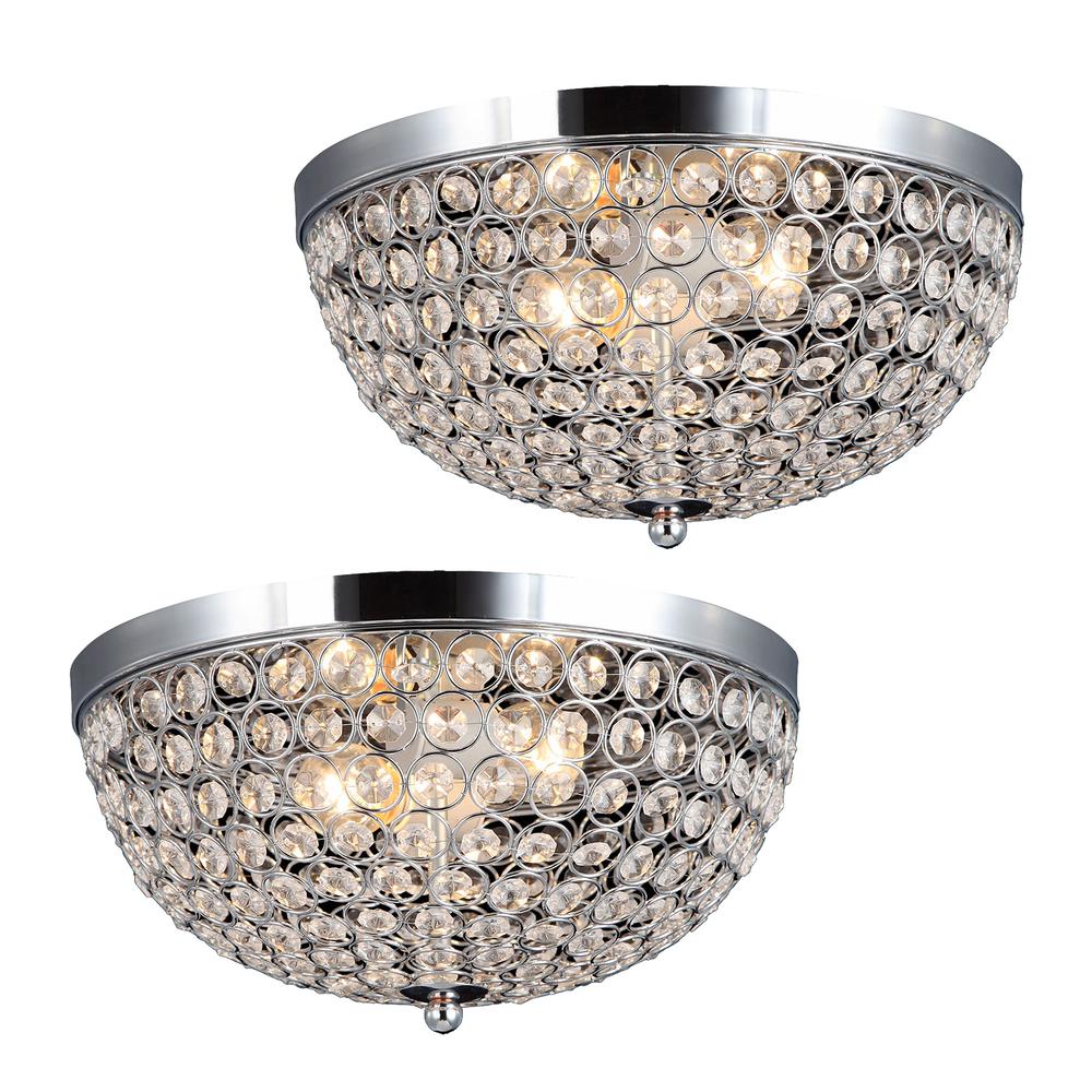 2 Light Elipse Crystal Flush Mount Ceiling Light