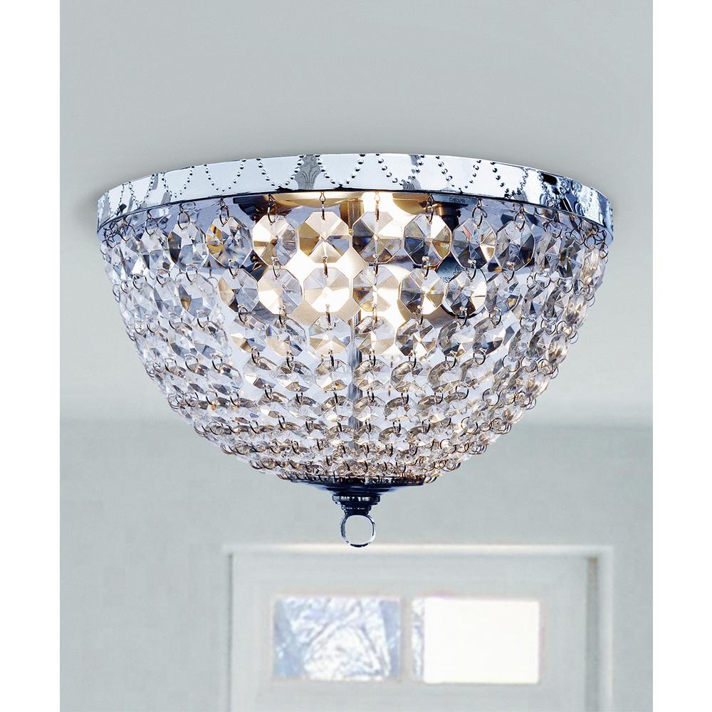 2 Light Victoria Crystal  Rain Drop Ceiling Light Flushmount