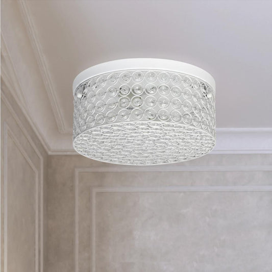 Elipse Crystal Round Flushmount, White