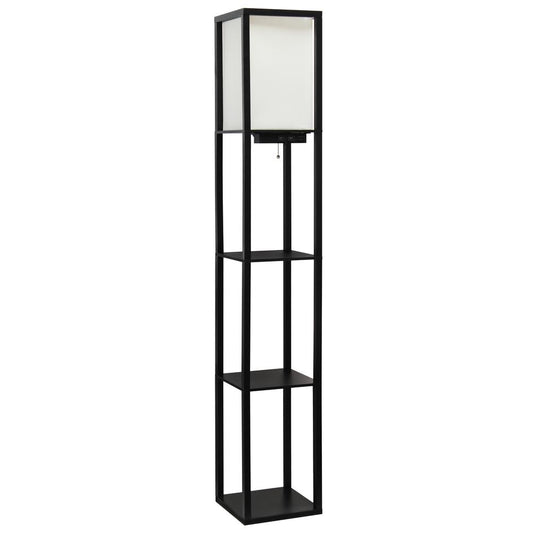 Floor Lamp Etagere Organizer Storage Shelf with 2 USB Charging Ports1 Charging Outlet