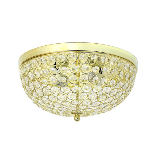 Lalia Home Crystal Glam 2 Light Ceiling Flush Mount, Gold