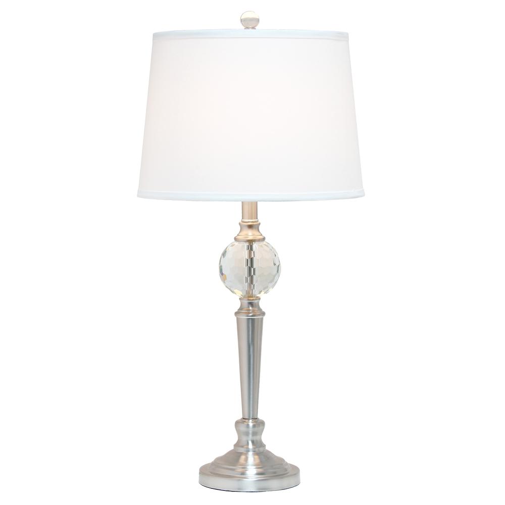 Brushed Nickel 3 Pack Lamp Set with Crystal Accented Base (2Table, 1Floor Lamp)