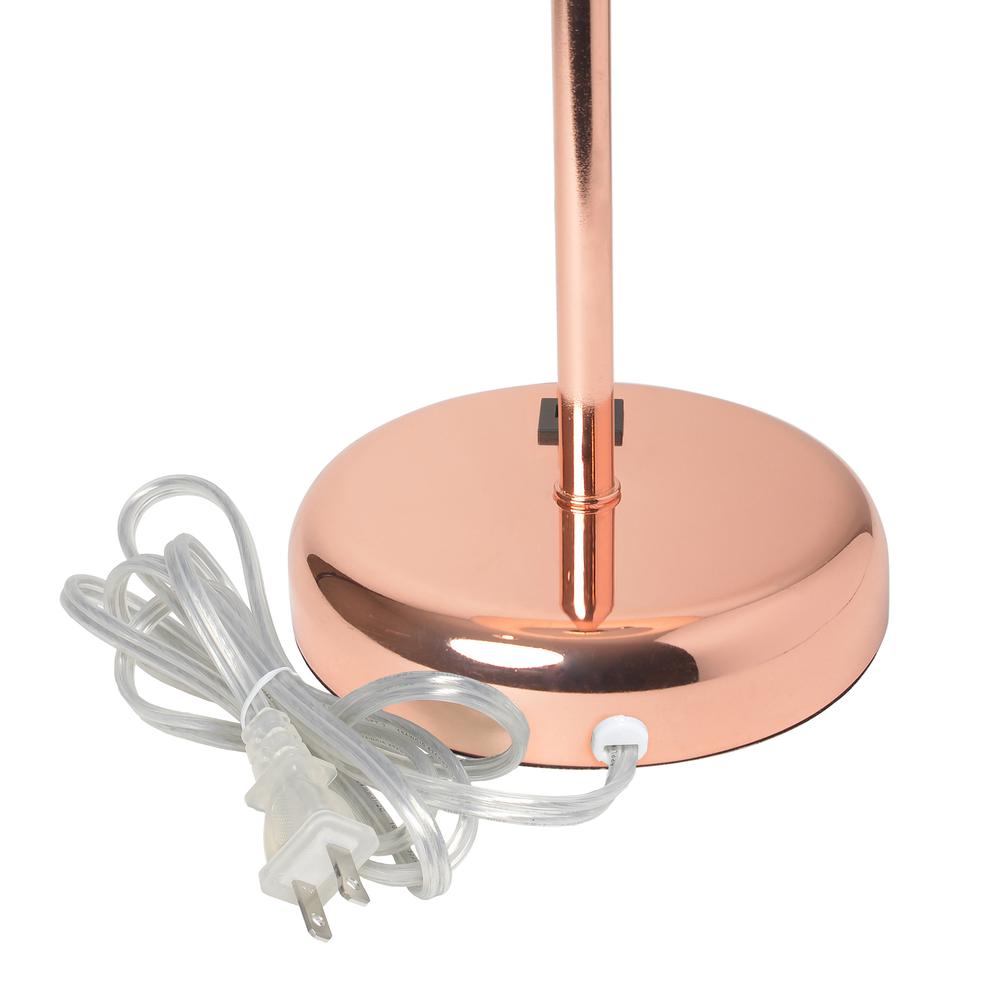 Rose Gold Stick Lamp with USB charging port and Fabric Shade 2 Pack Set