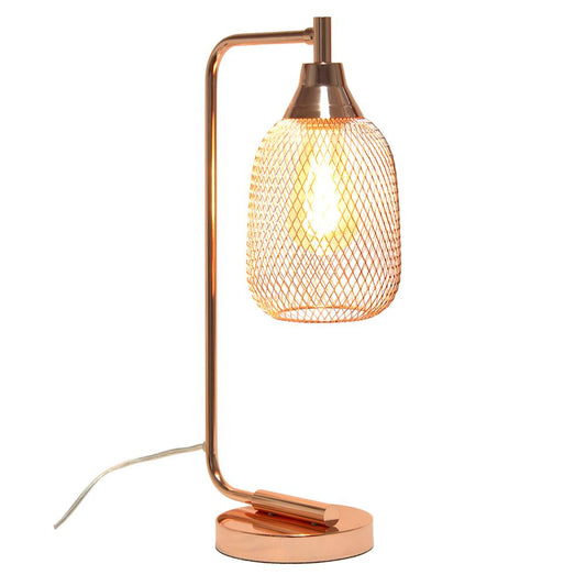 Elegant Designs Mesh Wire Desk Lamp, Rose Gold