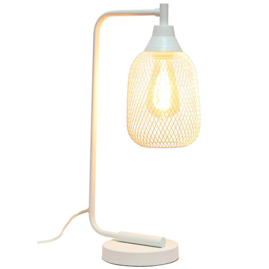 Elegant Designs Mesh Wire Desk Lamp, Matte White