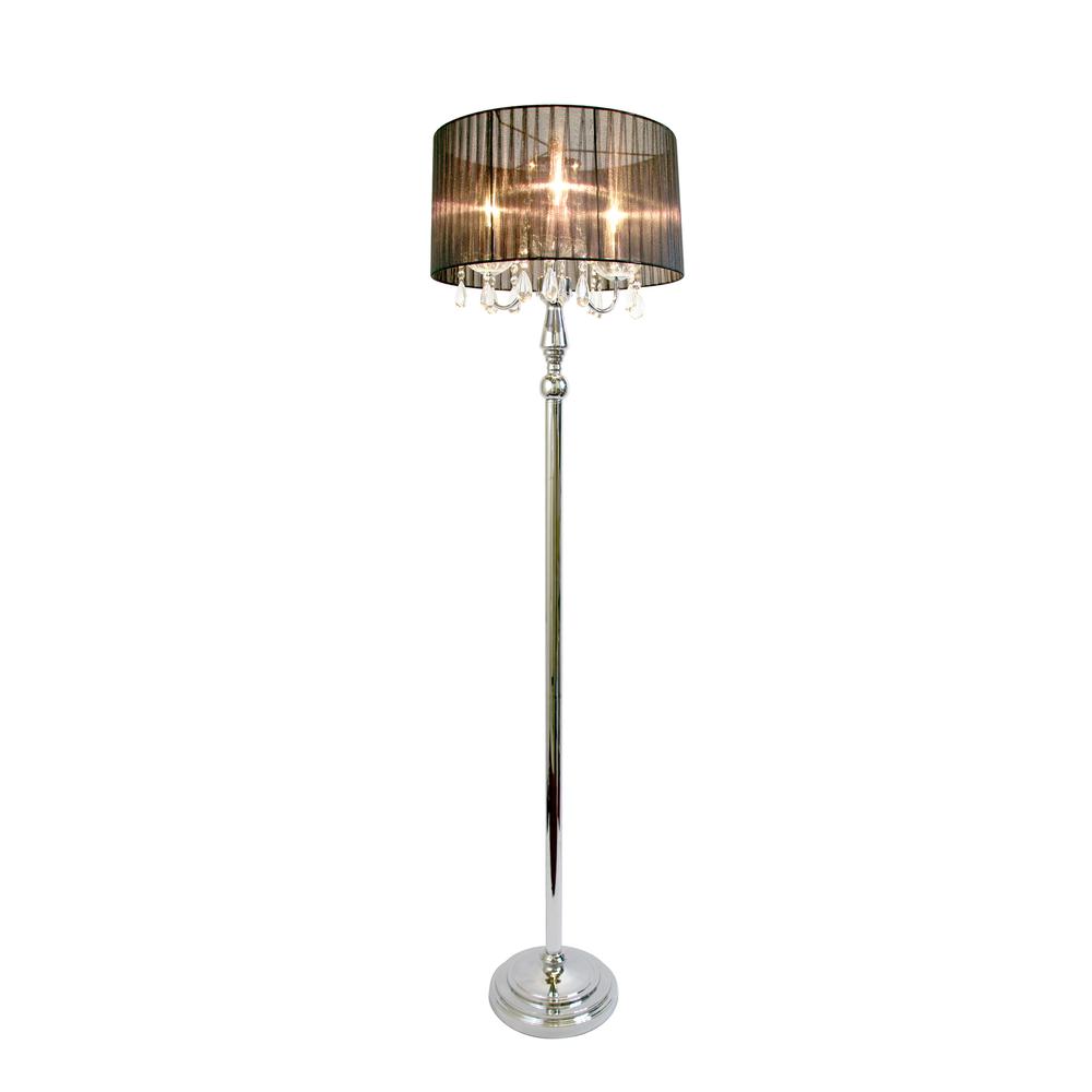 Trendy Romantic Sheer Shade Floor Lamp with Hanging Crystals